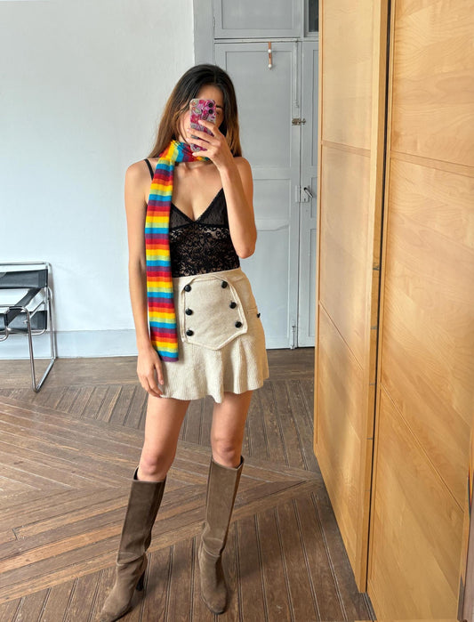 Vintage rainbow scarf, Fun colorful striped unisex accessory, 90s aesthetic secondhand sustainable fashion