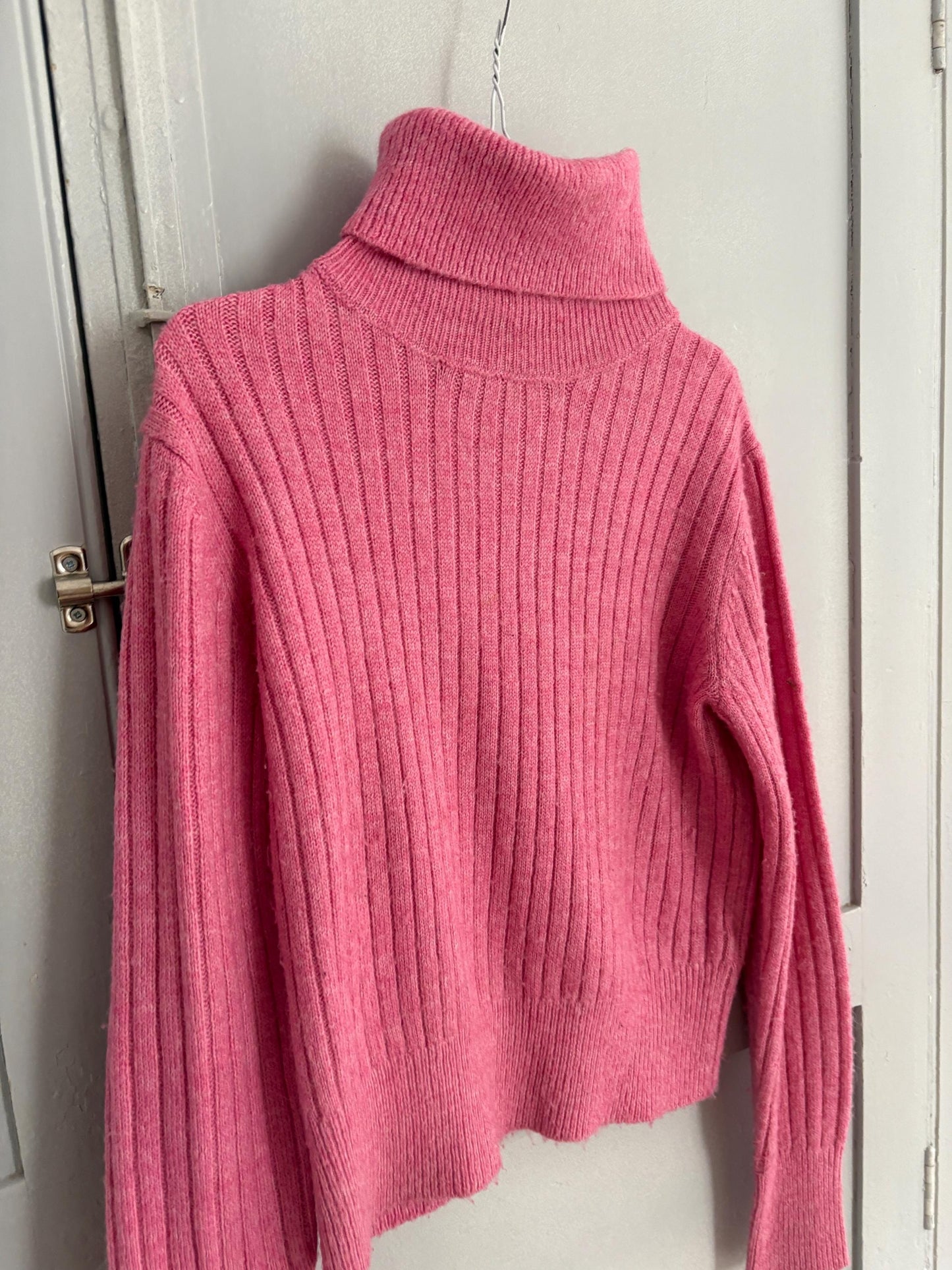 Vintage Barbiecore Bright Pink Turtleneck Jumper – El Corte Inglés Knit Sweater, Size S