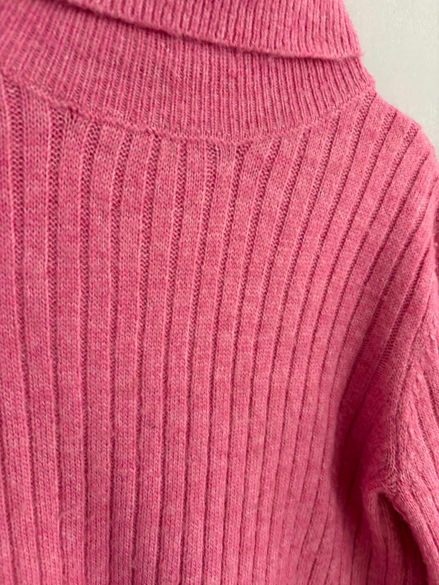 Vintage Barbiecore Bright Pink Turtleneck Jumper – El Corte Inglés Knit Sweater, Size S