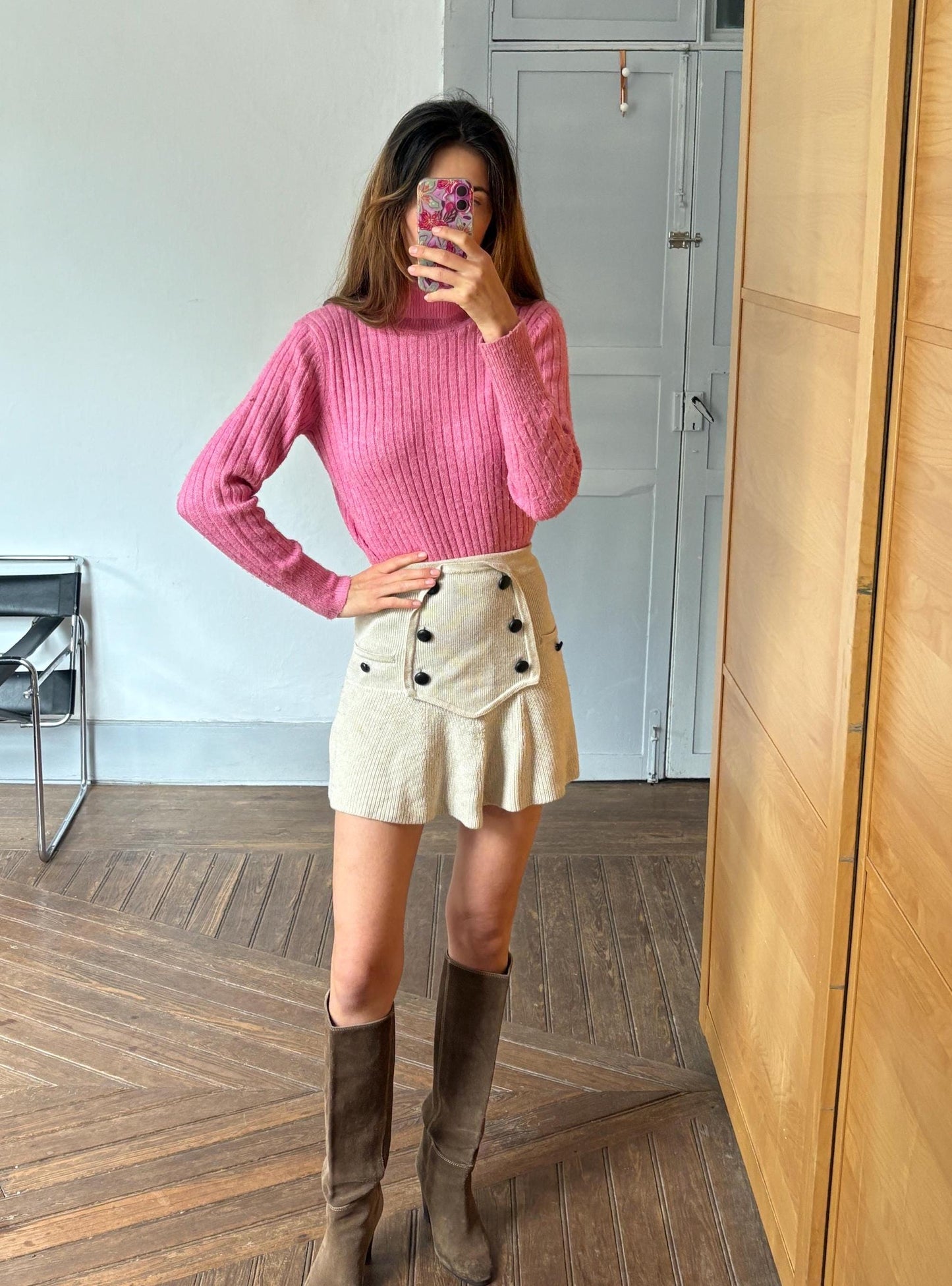 Vintage Barbiecore Bright Pink Turtleneck Jumper – El Corte Inglés Knit Sweater, Size S