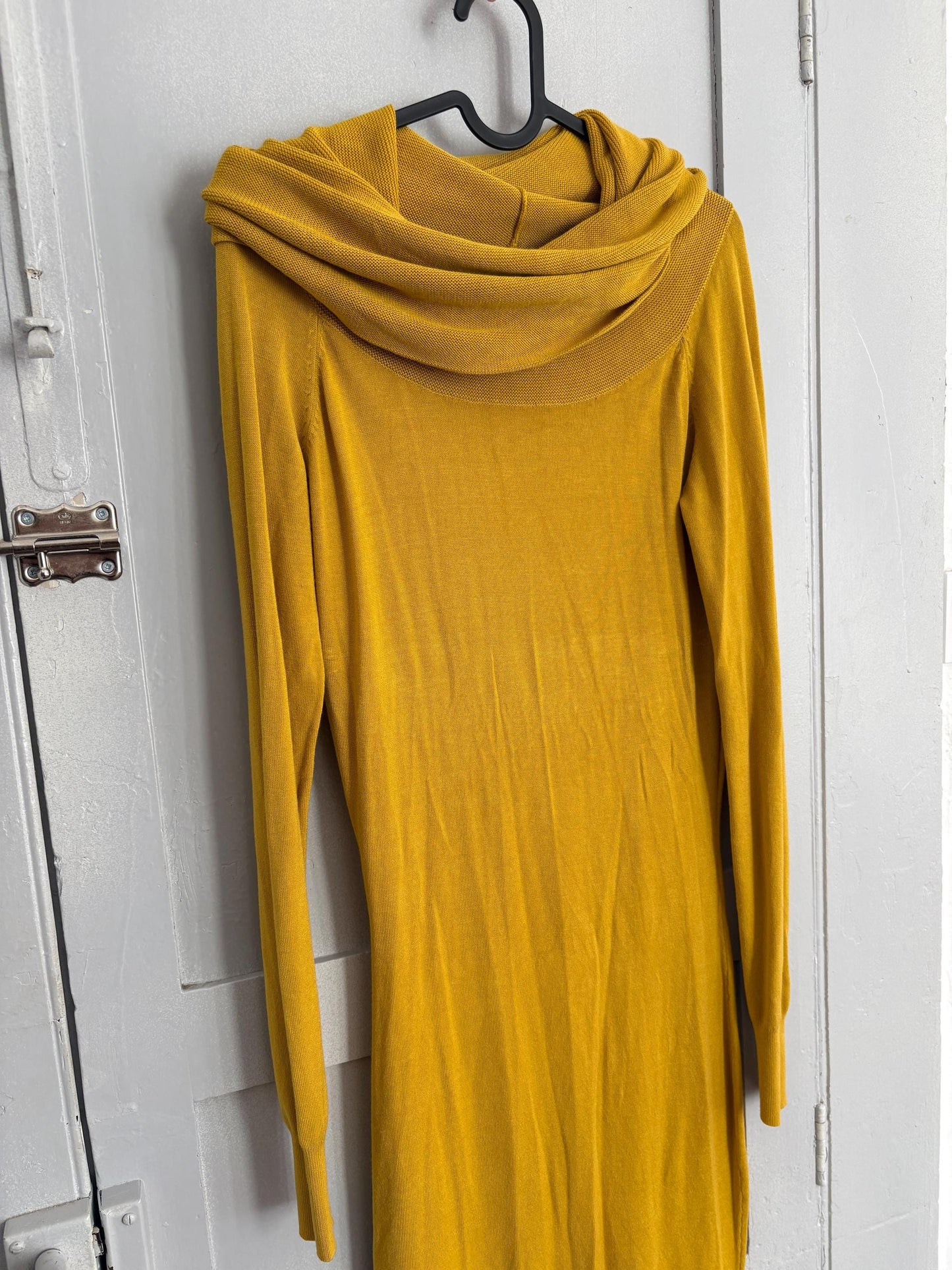 Vintage yellow Guess by Marciano dress stretchy curve-hugging bodycon long sleeve, Size S