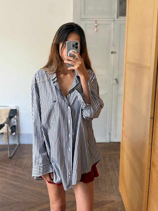 Vintage Burberry London Striped Shirt | 100% Cotton Button Down | Oversized Fit Boyfriend Shirt | Scandinavian Style | Size L - XL