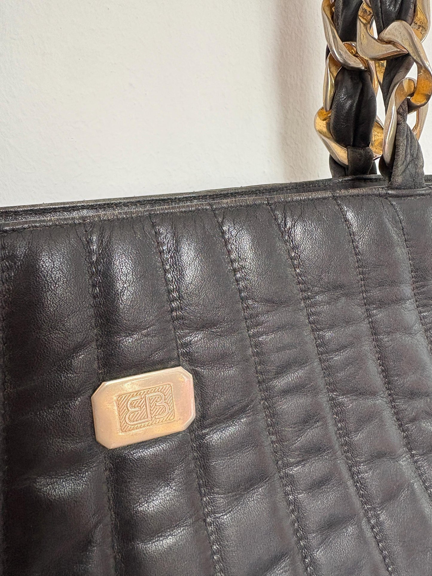 Vintage luxe leather bag, Stylish Balpri brand bag, Made in Spain, Secondhand Retro black shoulder bag, Cute sustainable school bag