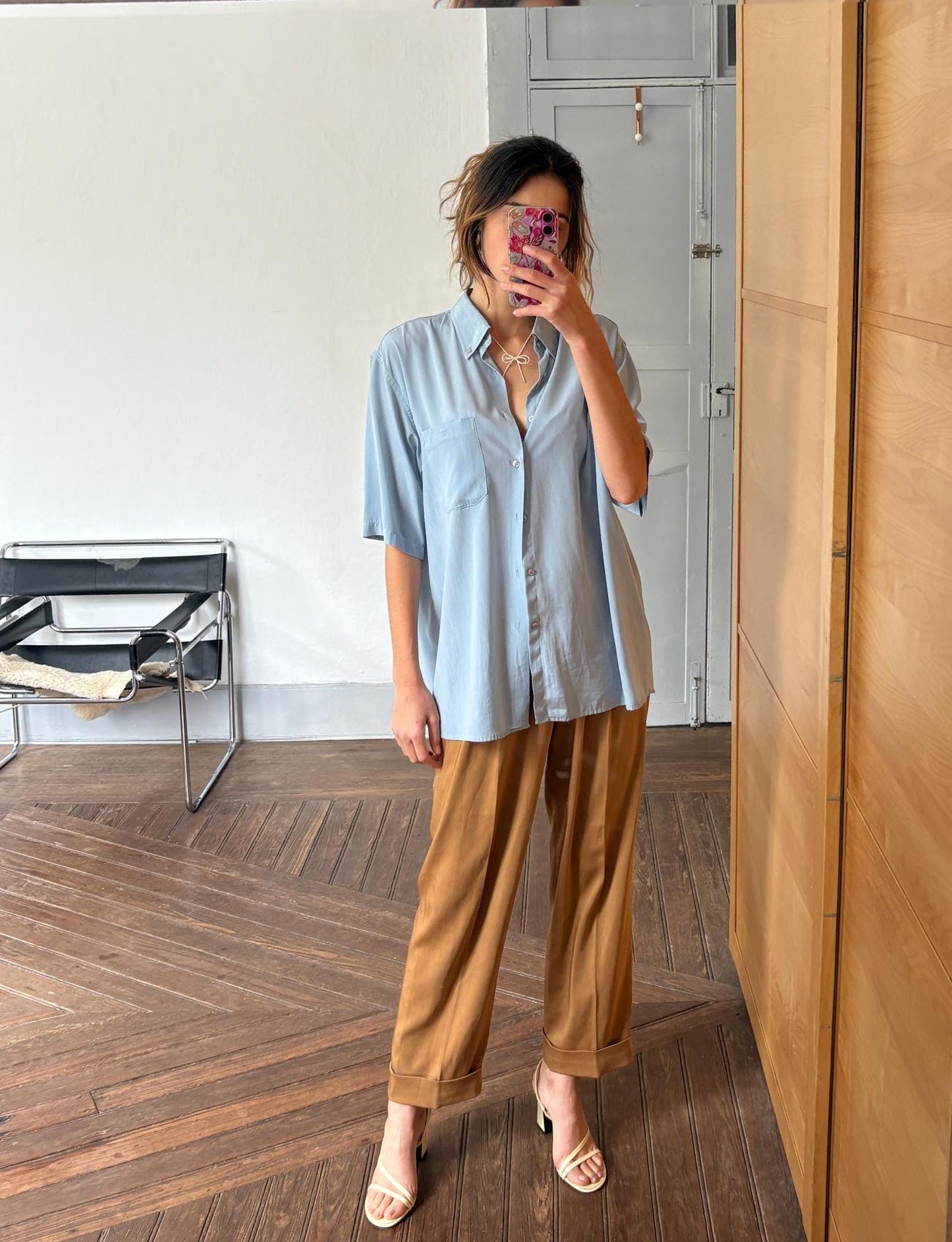 Vintage fantastic draping shirt loose fit casual stylish button down unisex menswear inspired minimalist airy top