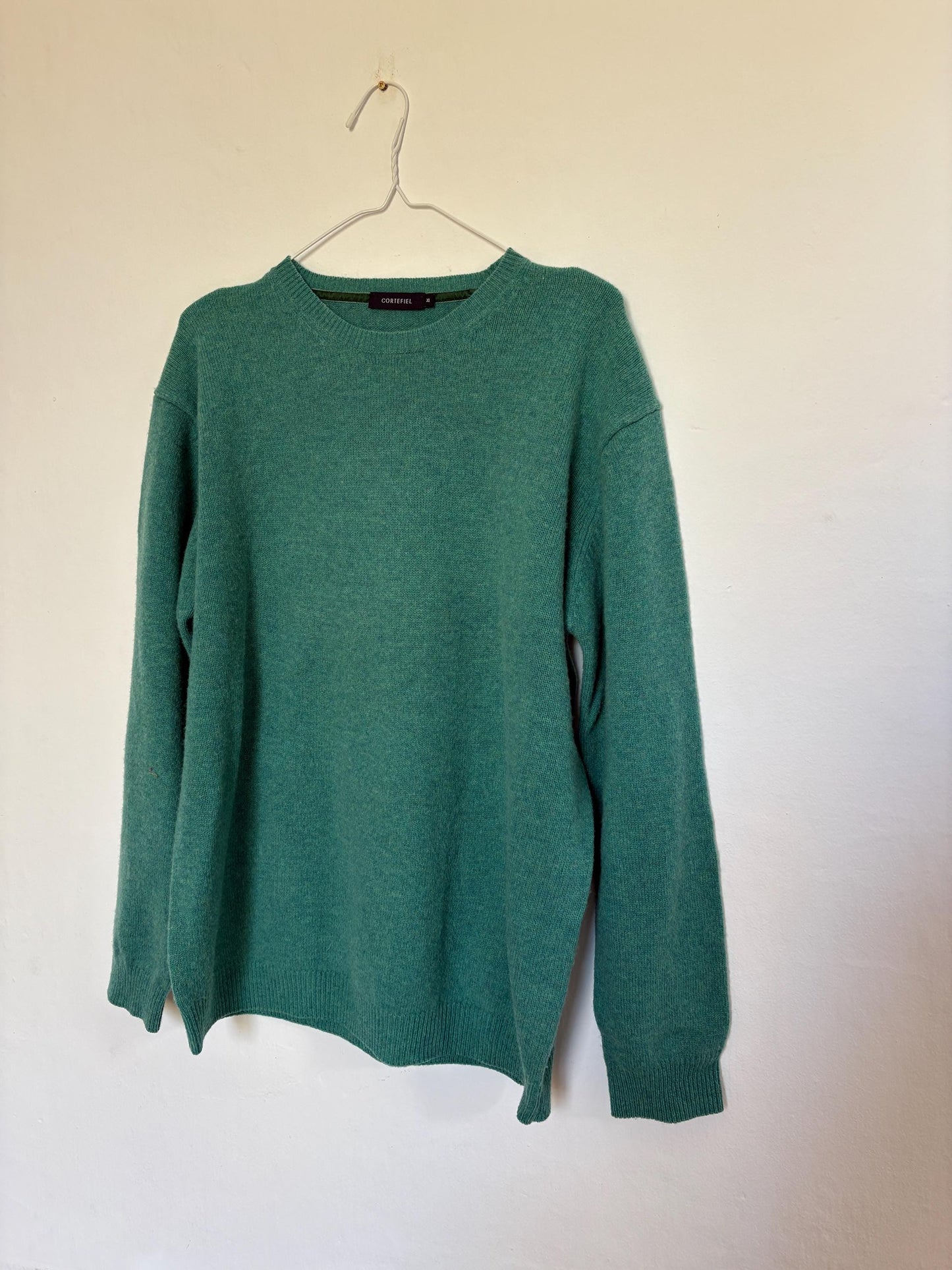 Vintage 100% Wool Jumper by Cortefiel Green XL Unisex Oversized Fit Sustainable Secondhand Knit