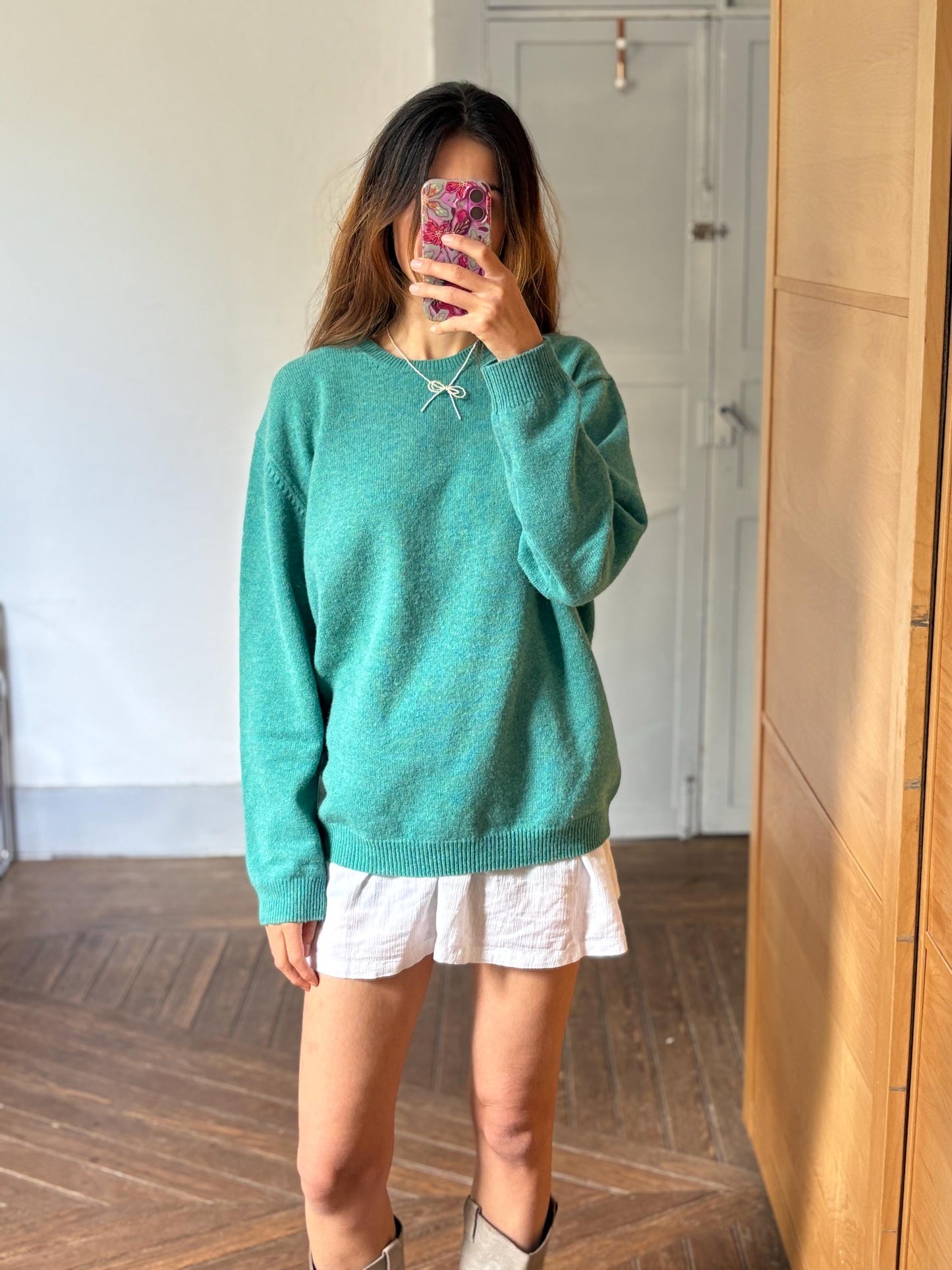 Vintage 100% Wool Jumper by Cortefiel Green XL Unisex Oversized Fit Sustainable Secondhand Knit