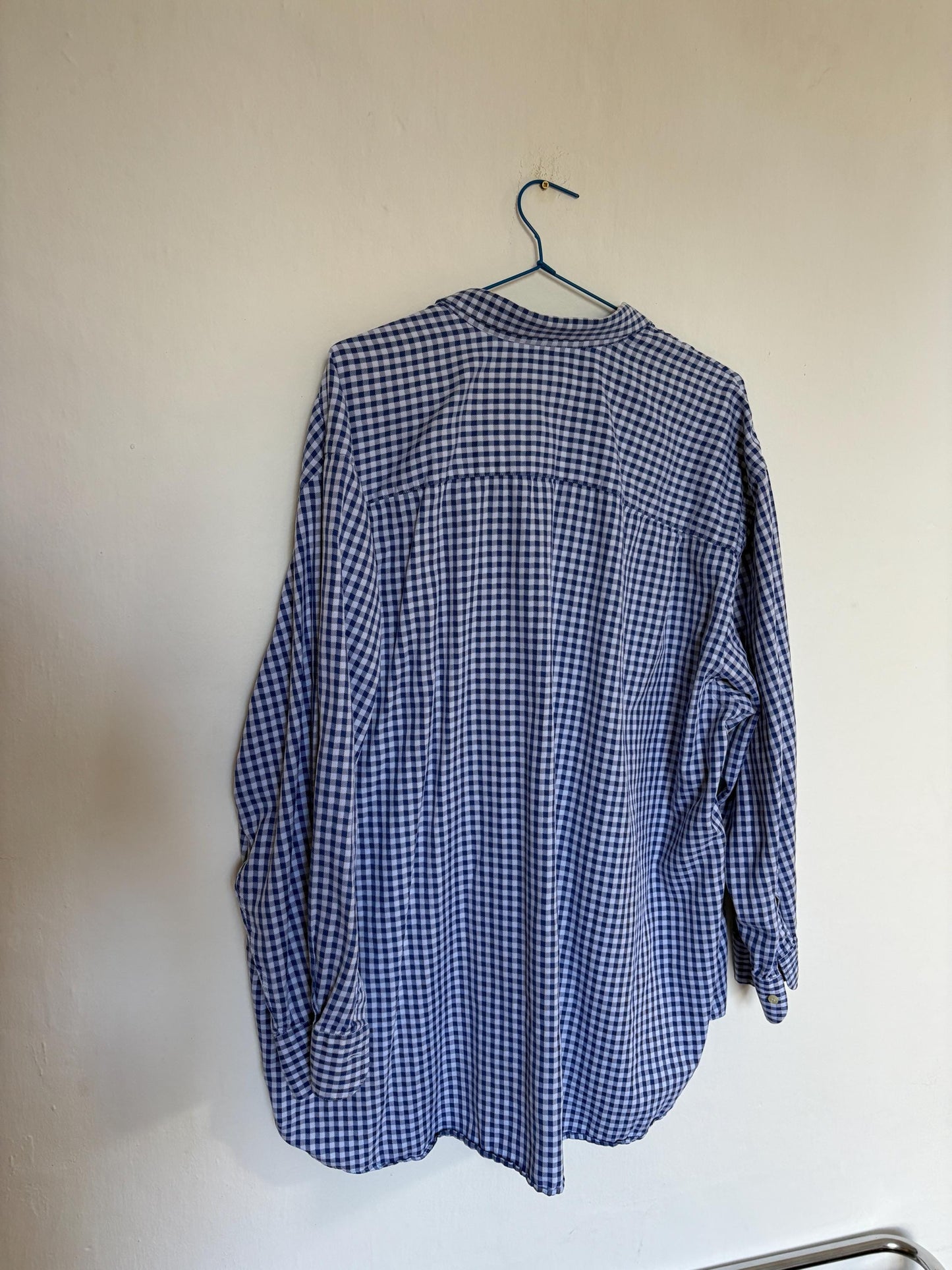 Vintage Burberry London Checkered Blue and White Shirt, Cotton button up oxford shirt