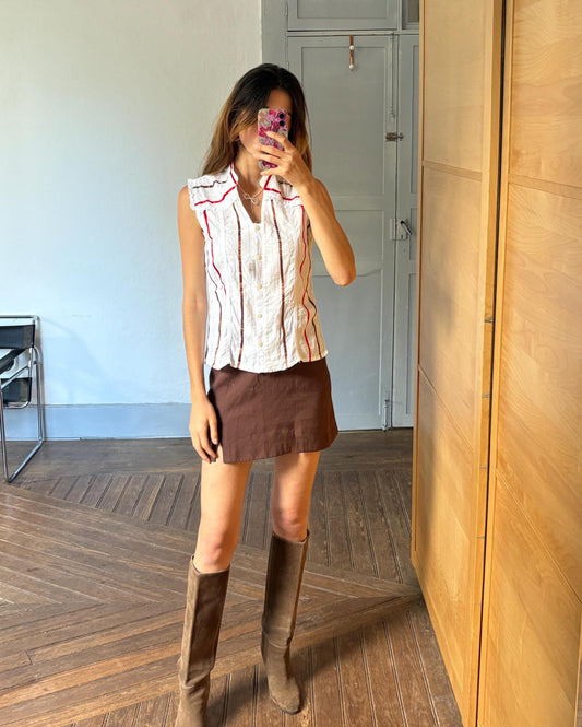 Vintage Striped Sleeveless Blouse — detail