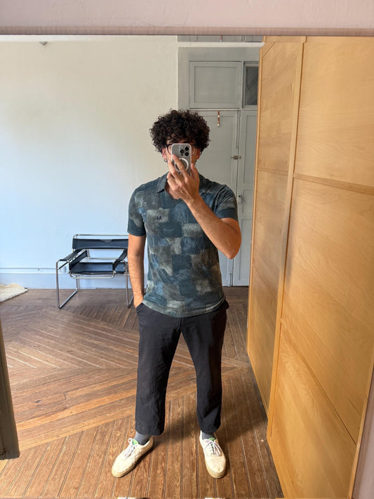 Armani Jeans vintage polo shirt Made in Italy AJ logo tee abstract print t-shirt size M EU 48 US M men’s designer top