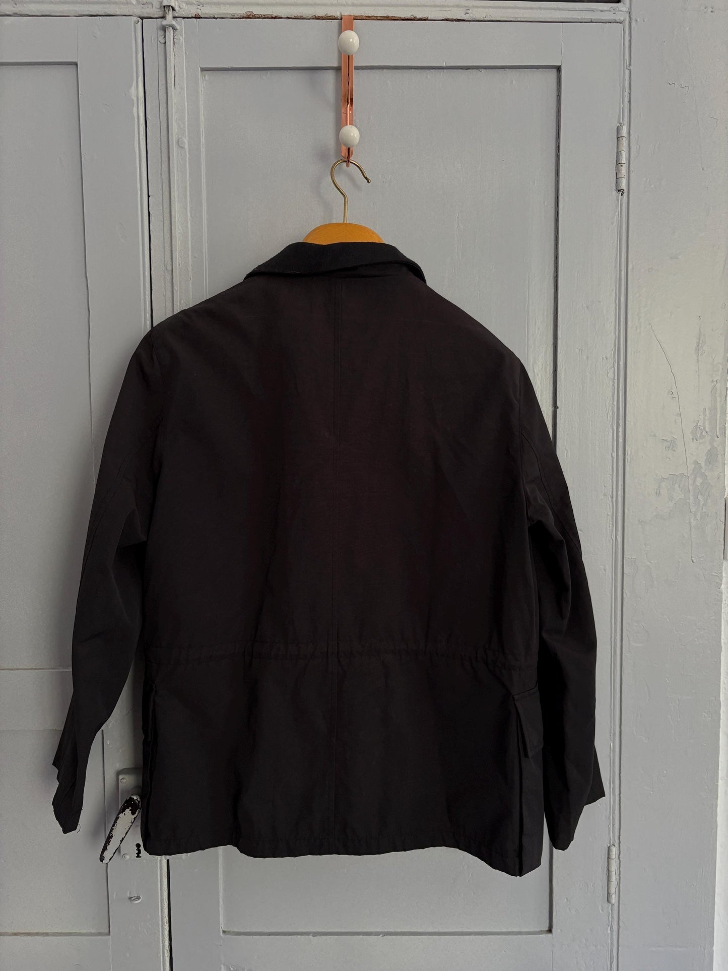 Black utility jacket, 48, Streetwear minimalist coat, sustainable fashion