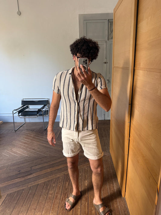 Vintage Caroche shorts size 33 W38 L47 beige denim cargo-style men’s workwear shorts 90s skater fit Y2K utility