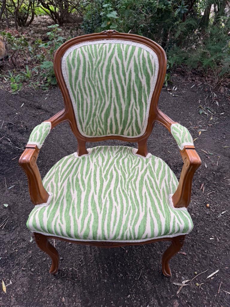 Louis XV Vintage Green Zebra Children’s Chair — additional view 11