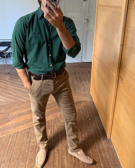 Vintage Ralph Lauren green button down shirt, Model Blake, 100% cotton Boyfriend blouse, Size US S - EU 46, men’s collared shirt