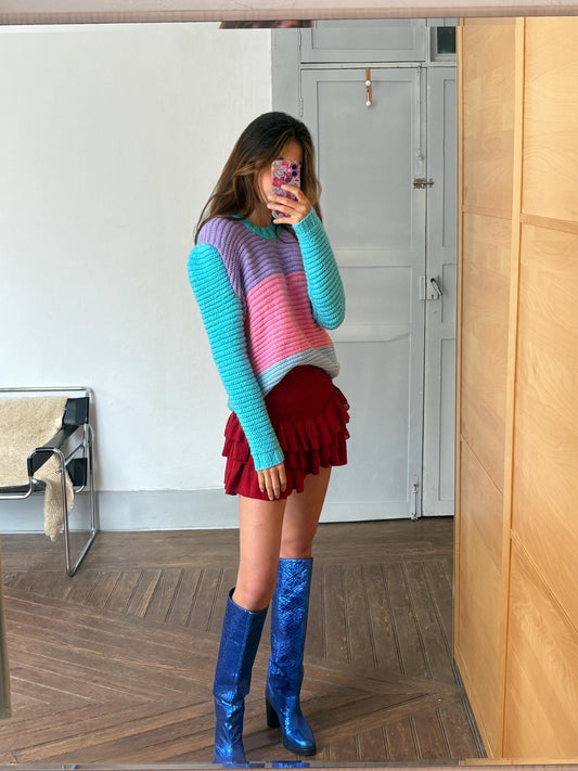 Vintage Colorblock Acrylic Knit Jumper — detail