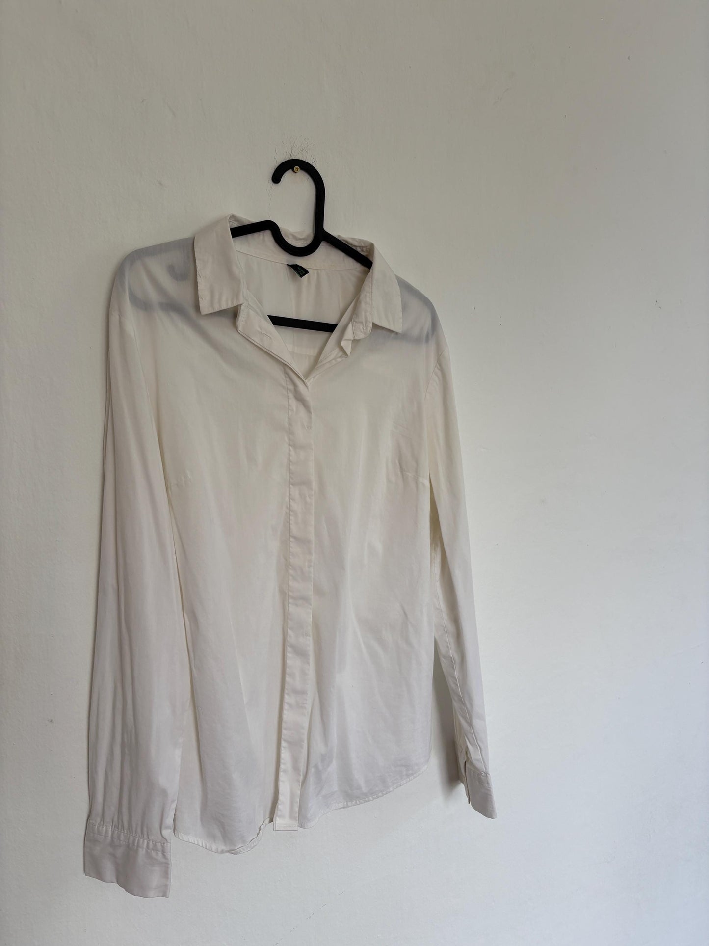 Vintage white crisp blouse, Cotton elegant professional work wear, Scaandinavian aesthetic button dow, Super soft fabric, Size EU 38 - M