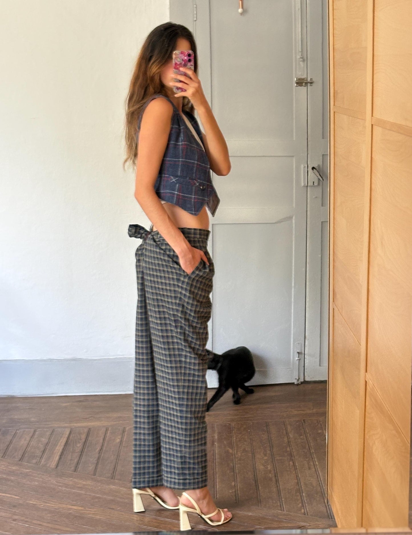 Vintage Brax plaid pants, Dark Academia trousers, Peek and Cloppenburg linen wool blend winter pants, Size XL - EU 44 - 46