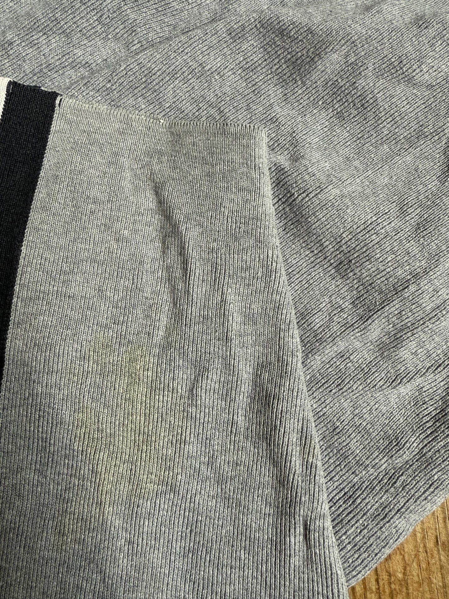 Vintage adolfo dominguez quarter-zip jumper | sporty grey knit pullover | minimalist striped sleeve sweatshirt | size m-l