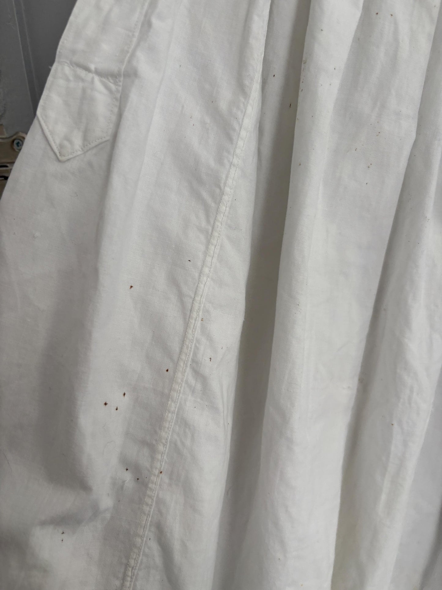 Antique spanish skirt, handmade cotton petticoat vintage white underskirt with embroidery, cottagecore romantic lace hem midi skirt