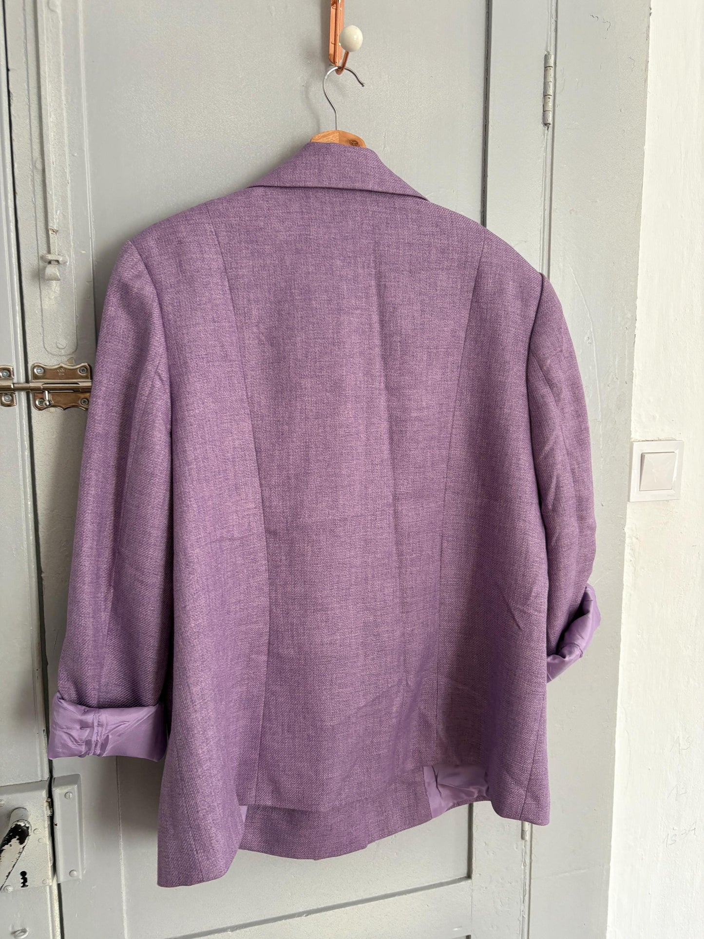 Vintage purple woman blazer, Retro Esperanza Marcos Spain made jacket, 90s oversized fit aesthetic woman clothing