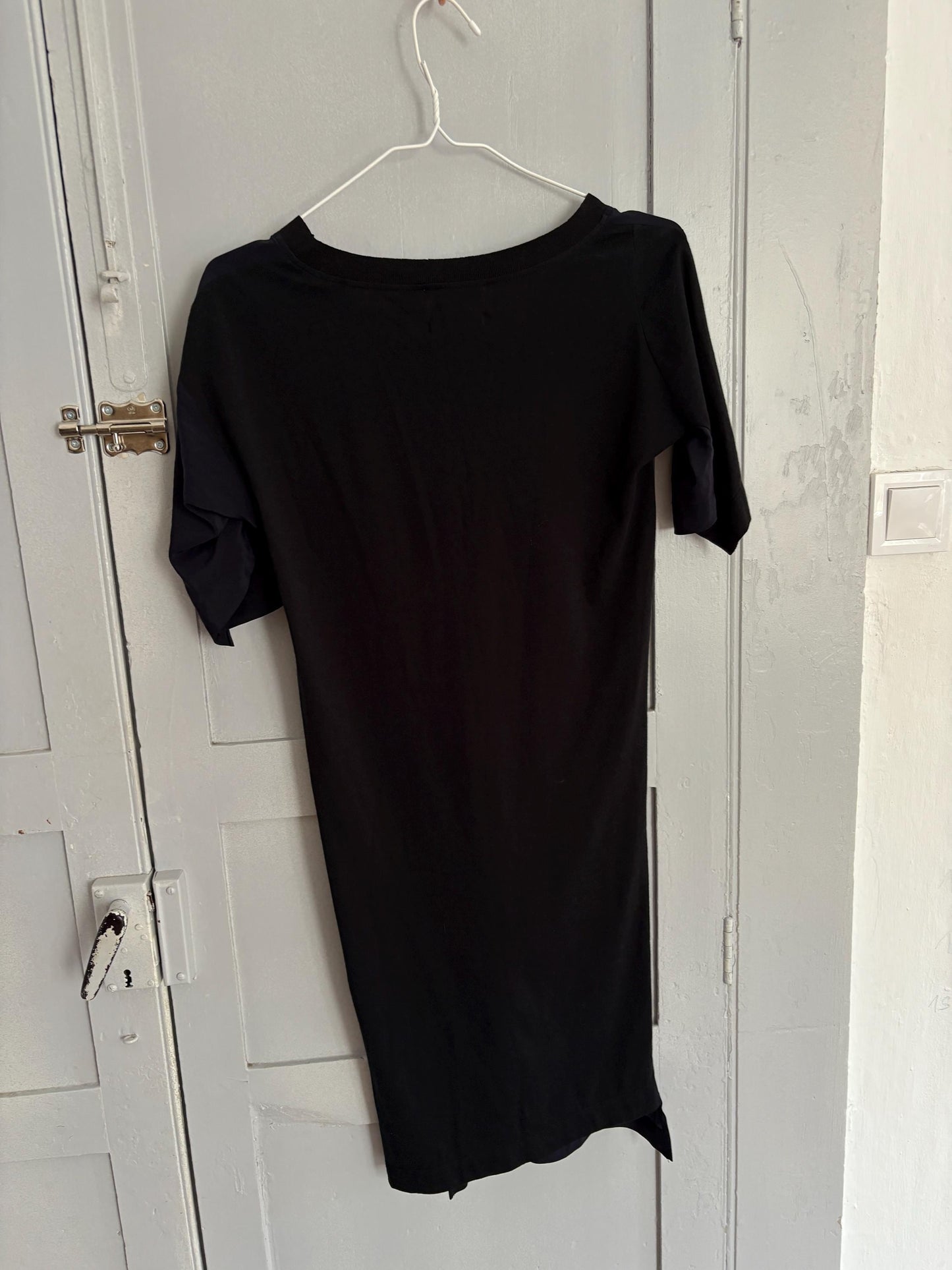 Sonia by Sonia Rykiel black mini dress - silk front cotton back new with tags -secondhand French designer chic outfit, Size S