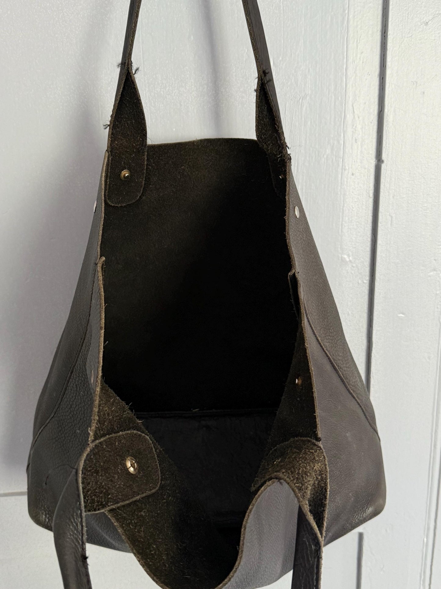 Black leather bag, Minimalist stylish shopper, Luxe diaper bag, Tassel detail schoolbag roomy book bag