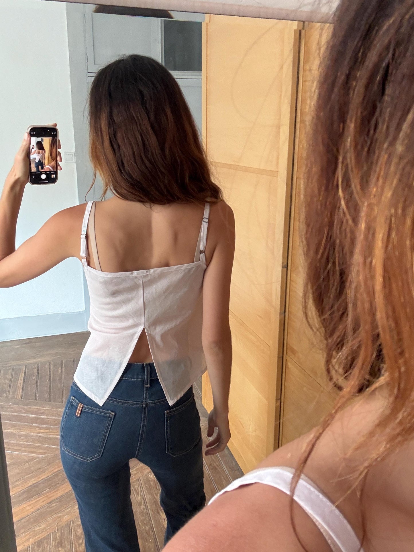 Vintage Pink Camisole Top by Benetton – Sheer Strappy Tank, Y2K Aesthetic, Minimalist Summer Blouse, Open Back Detail, Size S/M