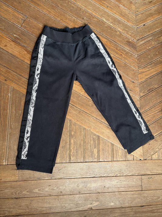 Vintage Adidas by Stella McCartney Black Cropped Track Pants with Snakeskin Side Stripes – Size S