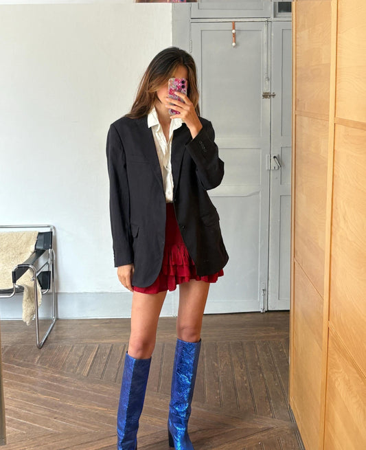 Vintage Burberry Oversized Black Wool Blazer — detail