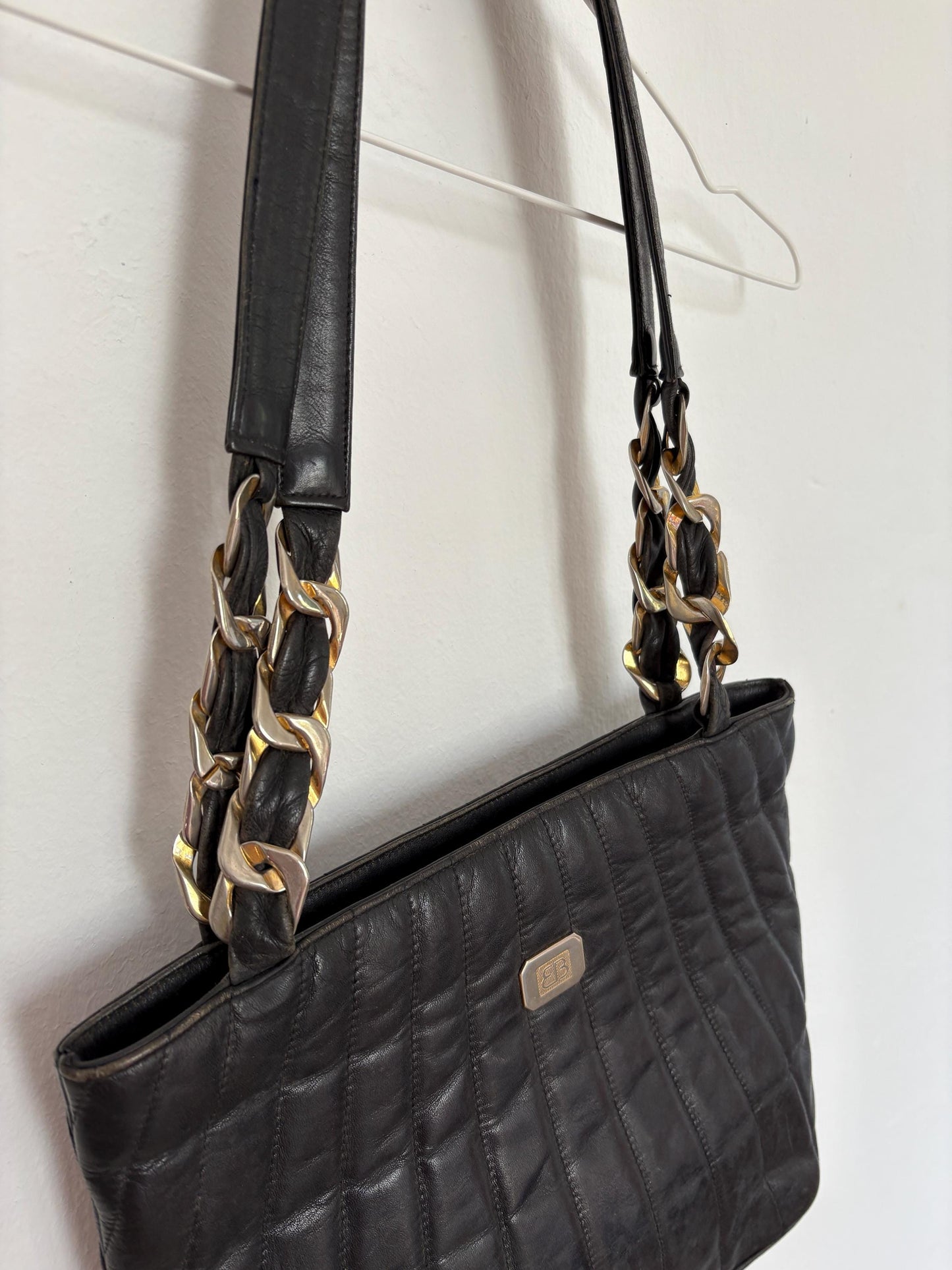 Vintage luxe leather bag, Stylish Balpri brand bag, Made in Spain, Secondhand Retro black shoulder bag, Cute sustainable school bag