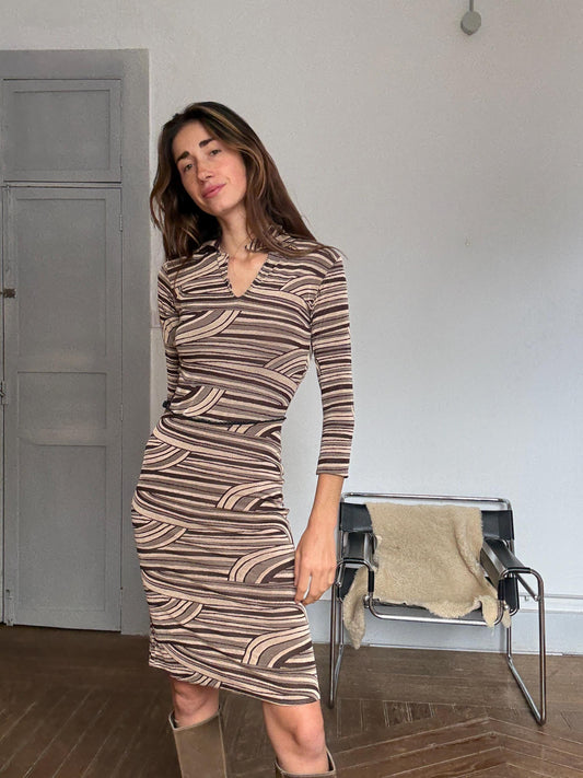 Vintage Y2K two-piece set made in Spain – Capturo brand retro stretch top and skirt co-ord (best fits EU38)