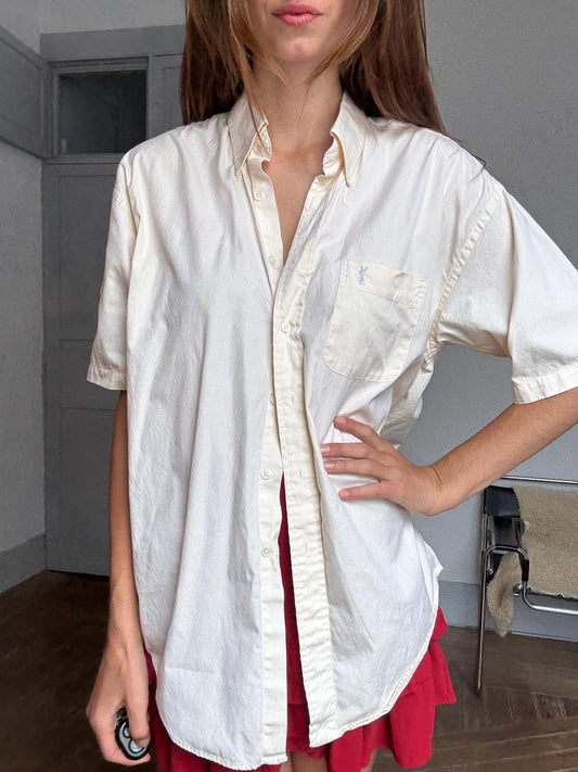 Vintage YSL Oversized Button Down Shirt — detail