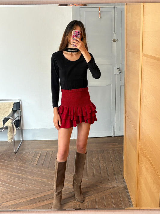 Y2K Vera Finzzi Paris Black Top – Vintage Choker Strap Blouse, French Designer, Made in France, Long Sleeve Minimalist Party Top Size S/M