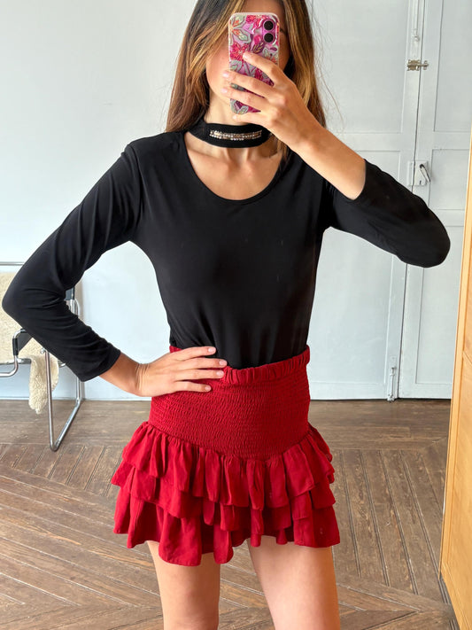 Vintage Black Choker Strap Blouse — detail