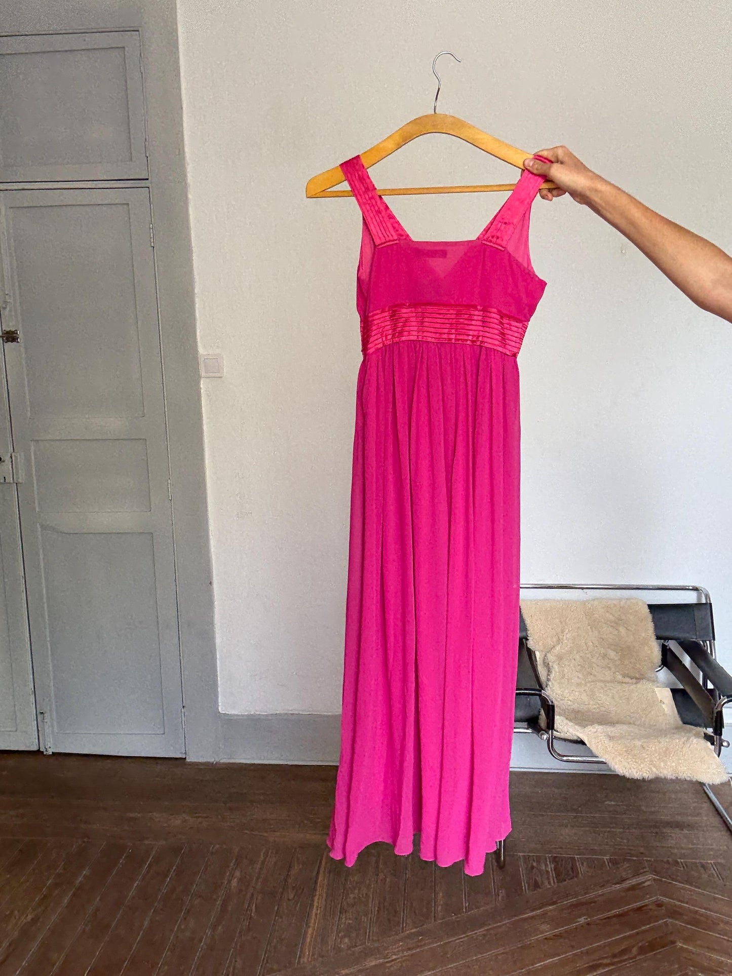 Hot Pink Evening Gown - Y2K Barbiecore Style — back view