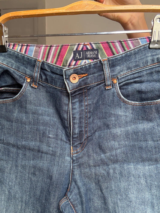 Vintage MEN'S Armani Jeans denim trousers – Size S classic straight leg, size EU 32 / US 32, unisex style, dark wash, Y2K designer jeans