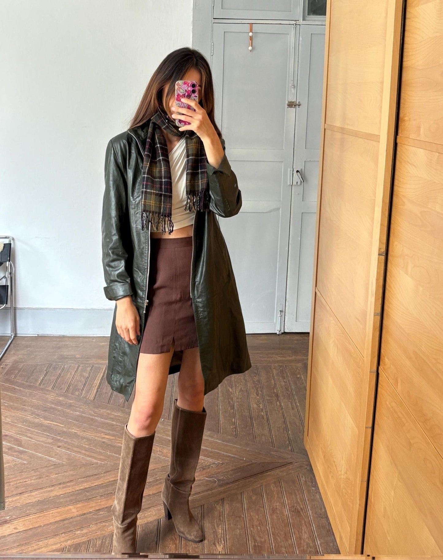 Vintage barbour wool scarf made in scotland – green plaid tartan, soft fringe, classic heritage style