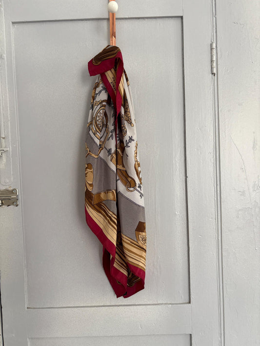 Vintage hermès silk scarf | 100% silk square foulard | bold gold baroque print | made in france | classic french designer scarf 86x86 cm