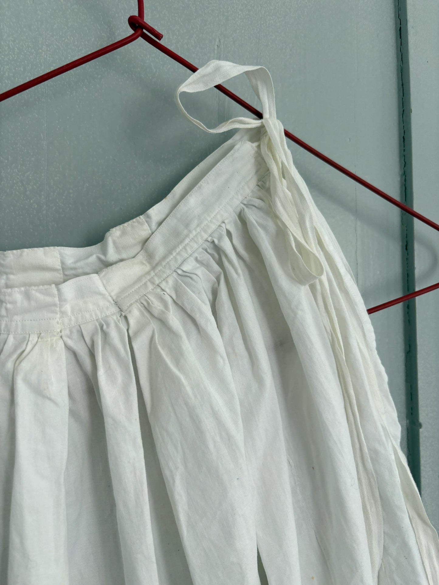 Antique spanish skirt, handmade cotton petticoat vintage white underskirt with embroidery, cottagecore romantic lace hem midi skirt