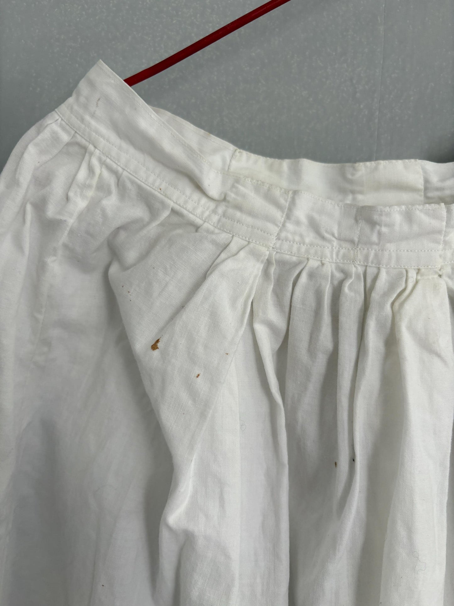 Antique spanish skirt, handmade cotton petticoat vintage white underskirt with embroidery, cottagecore romantic lace hem midi skirt