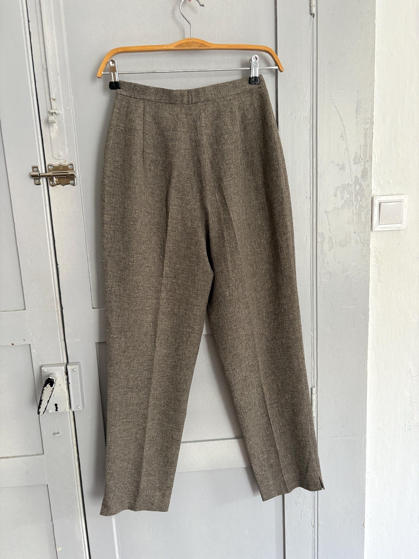 Vintage luxe italian pants for women, grey work wear office trousers, girlboss professional fit clothing, size xs - s