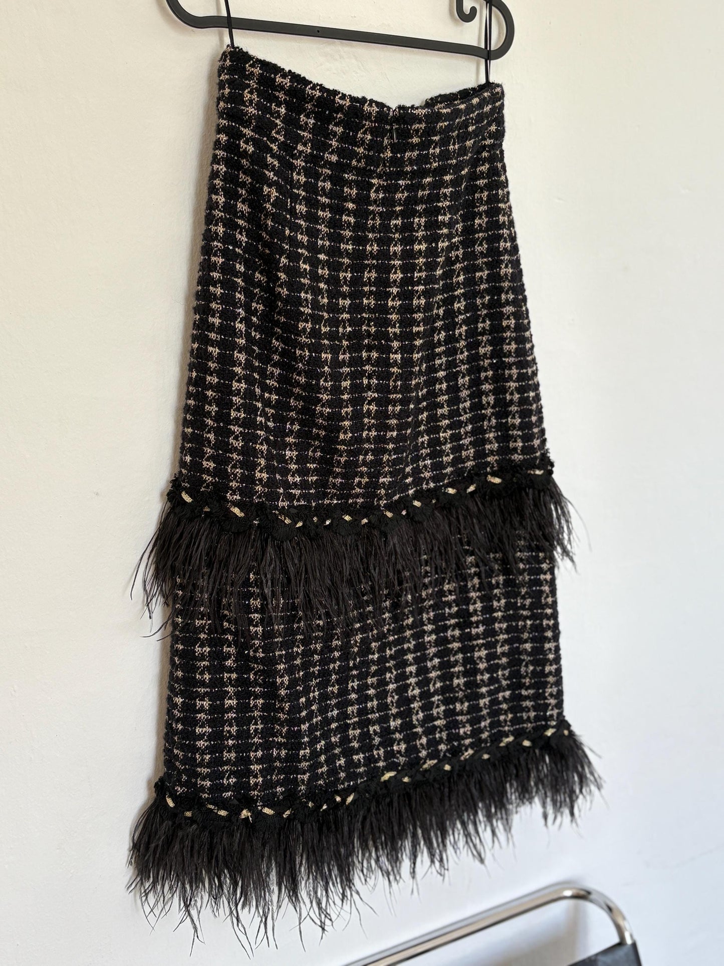 Vintage uterque woman dress with real feathers, wool blend winter dress, french parisian style clothing, luxe midi dress, size s