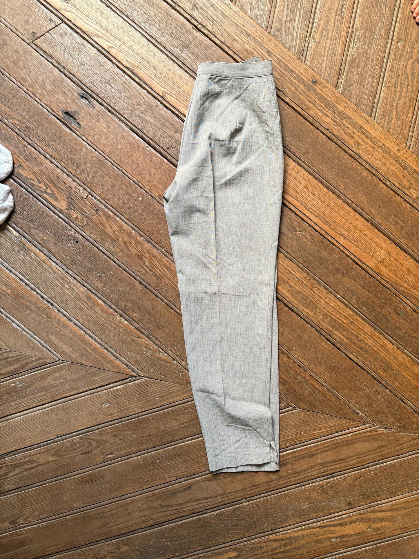 Vintage light academia trousers, wool blend formal cropped high waist pleated pants, elegant formal straight leg,