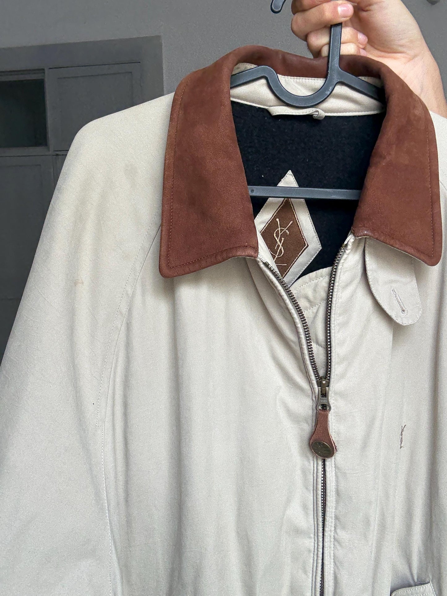 Vintage Yves Saint Laurent Jacket XL – Unisex Designer Bomber with Leather Details | Y2K Minimalist Style