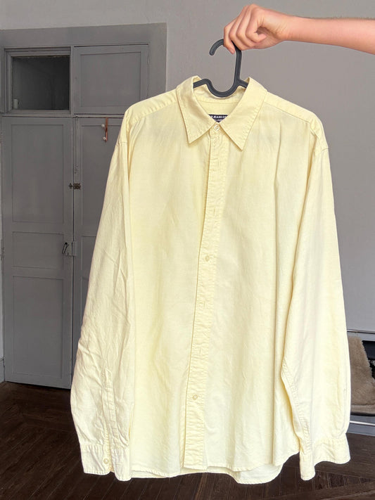 Vintage Ralph Lauren Polo Jeans Co. button-down shirt – thick cotton, pale yellow, size L, unisex fit, classic American casual