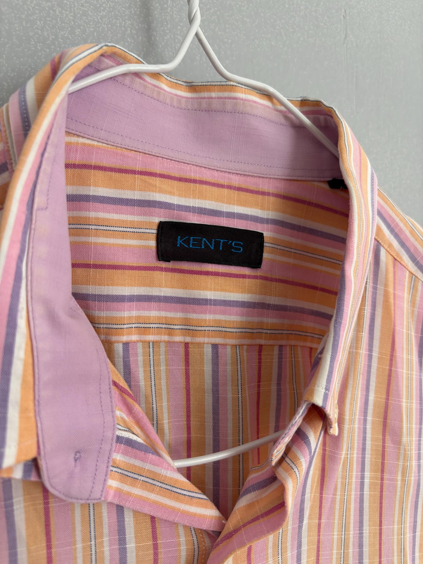 Vintage Striped Button-Up Shirt – Unisex, Boxy Fit, Summer Pastels – Size L