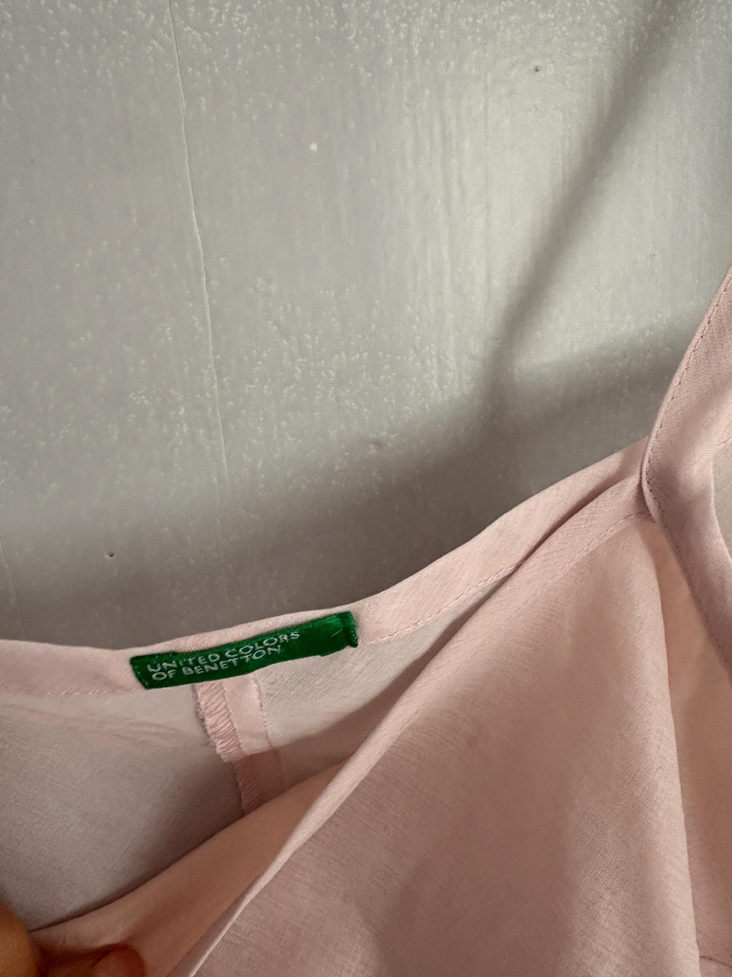 Vintage Pink Camisole Top by Benetton – Sheer Strappy Tank, Y2K Aesthetic, Minimalist Summer Blouse, Open Back Detail, Size S/M