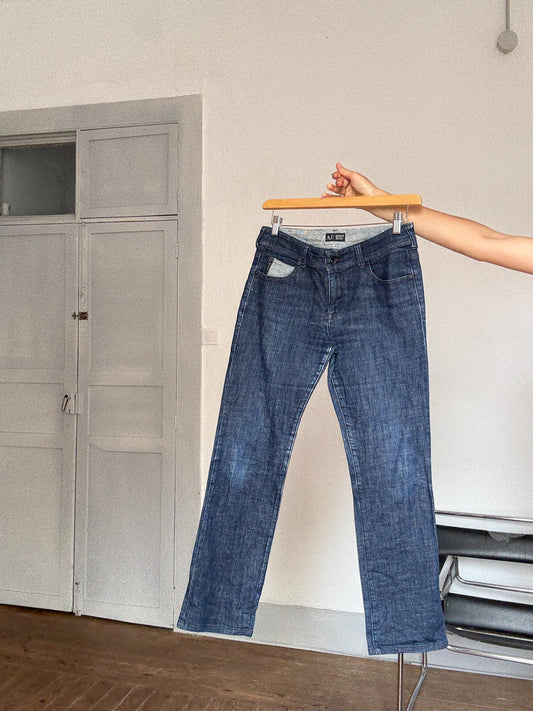 Vintage Armani Jeans Straight Leg Denim – Y2K Dark Wash Designer Jeans – Size 29 Mid Rise, Size M