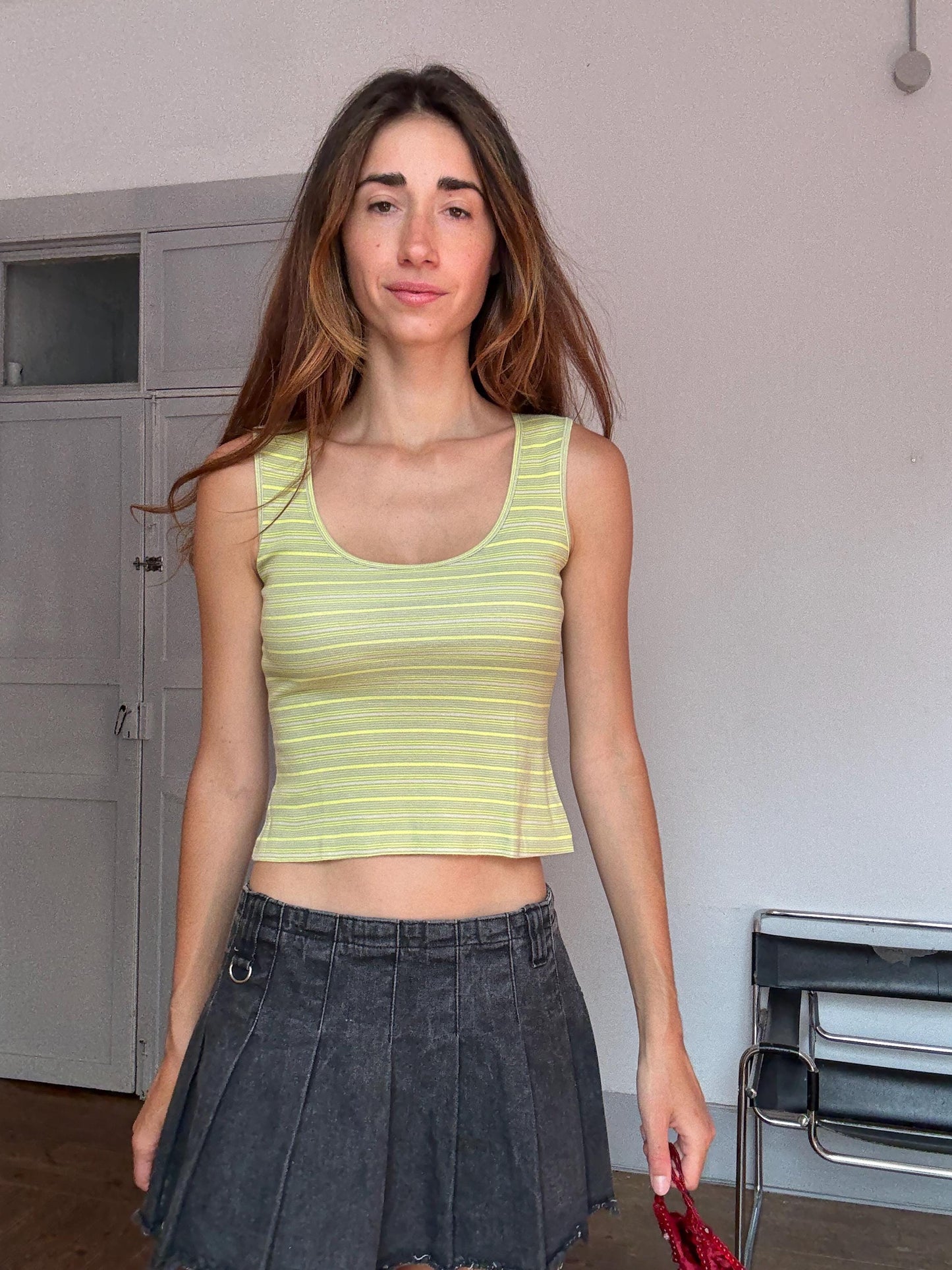 Vintage Y2K Sisley Striped Tank Top – Rory Gilmore Aesthetic – Soft Girl Summer Vibes – Made in Italy, Size S.