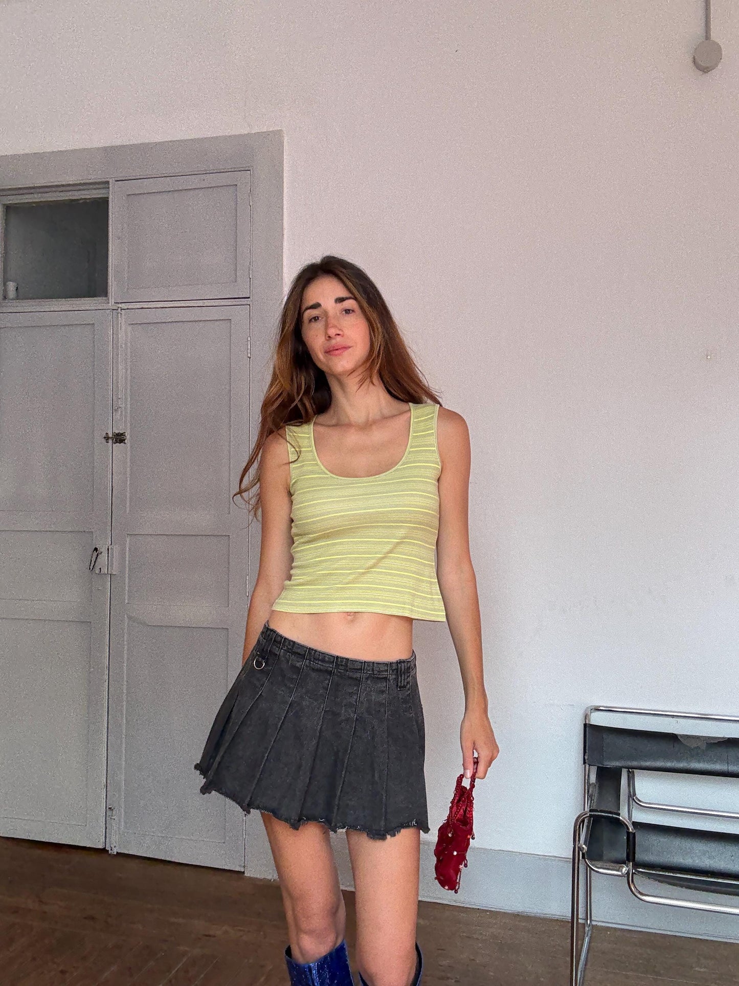 Vintage Y2K Sisley Striped Tank Top – Rory Gilmore Aesthetic – Soft Girl Summer Vibes – Made in Italy, Size S.