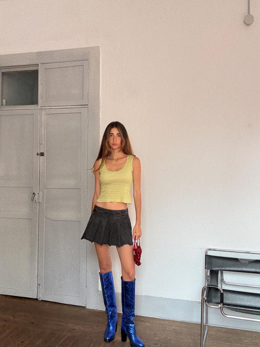 Vintage Y2K Sisley Striped Tank Top – Rory Gilmore Aesthetic – Soft Girl Summer Vibes – Made in Italy, Size S.